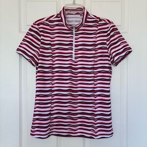 NVO Mimosa Lynda Polo Women’s Medium 1/4 Zip Moisture Wicking Red Black Golf